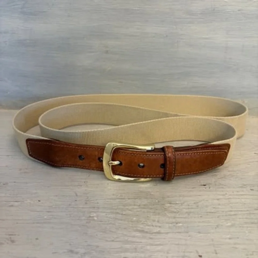 Torino Men's Khaki Surcingle Belt w/ Brown Leather Trim‎ 52-55